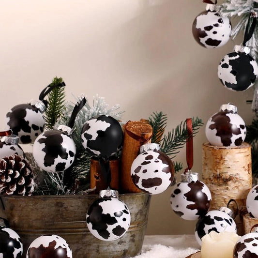 12Pc Cow Color Christmas Balls,Gift Boxed Soft Macaron Christmas Ball Decorative Hanging Ornament,Gift Boxed Macaron Christmas Tree Ornaments, Soft Touch White Hanging Balls For Xmas Home Decor