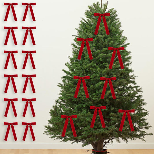12Pc Velvet Bows For Christmas Tree,Velvet Christmas Bows For Tree,5.1X7.1In Red Velvet Ornaments,Christmas Decorations Tree Home Party Front Door Wreath Garland Holiday Decor,Wedding,Outdoor,Indoor