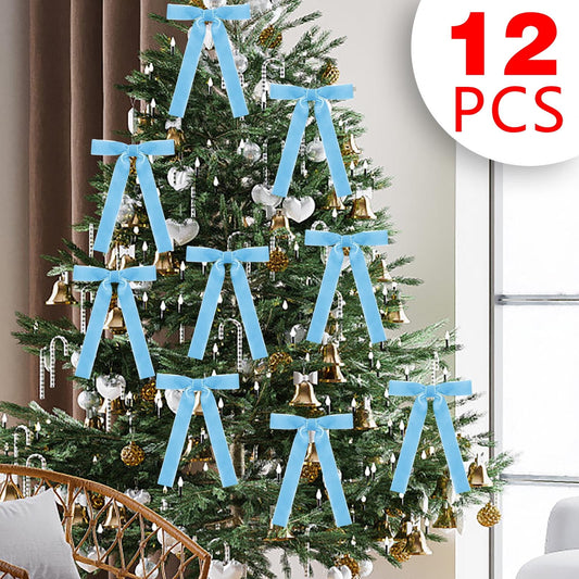 12Pc Velvet Bows For Christmas Tree,Velvet Christmas Bows For Tree,5.1X7.1In Red Velvet Ornaments,Christmas Decorations Tree Home Party Front Door Wreath Garland Holiday Decor,Wedding,Outdoor,Indoor