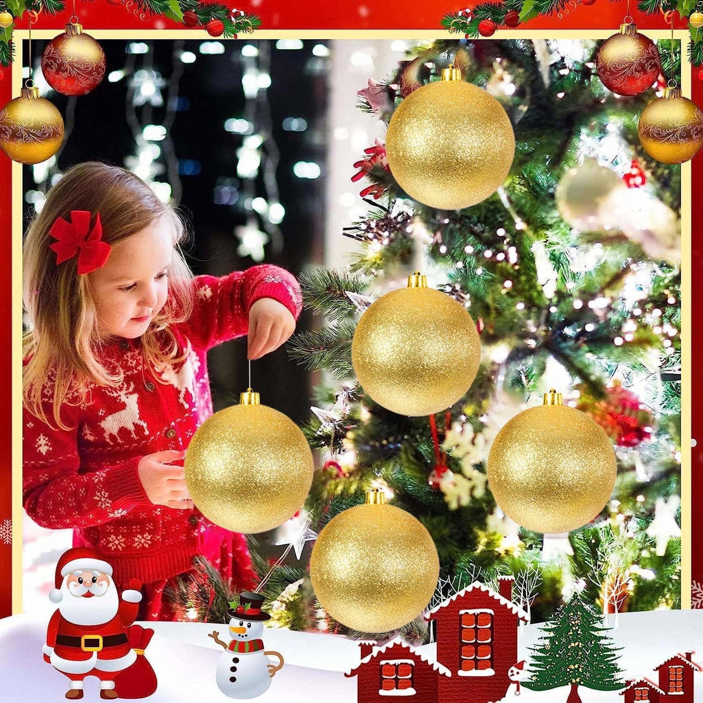 15Cm Shatterproof Plastic Spherical Christmas Ornaments, Commercial Grade Plastic Glitter Balls, Indoor/Outdoor Holiday Decorations, Available In Red, Gold, Silver, Blue, Pink, Green, For Tree