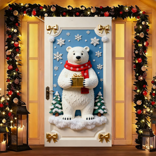 180*90Cm Cute Christmas Door Cover Front Door Christmas Decorations,Christmas Door Decorations, Funny Christmas Background Holidays Hanging Door Banner For Christmas Winter Decorations