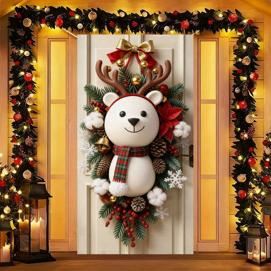 180*90Cm Cute Christmas Door Cover Front Door Christmas Decorations,Christmas Door Decorations, Funny Christmas Background Holidays Hanging Door Banner For Christmas Winter Decorations