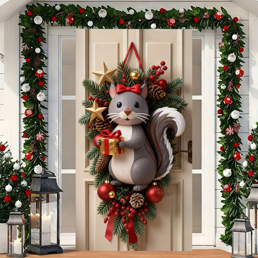 180*90Cm Cute Christmas Door Cover Front Door Christmas Decorations,Christmas Door Decorations, Funny Christmas Background Holidays Hanging Door Banner For Christmas Winter Decorations