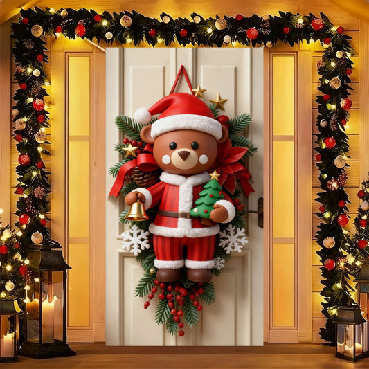 180*90Cm Cute Christmas Door Cover Front Door Christmas Decorations,Christmas Door Decorations, Funny Christmas Background Holidays Hanging Door Banner For Christmas Winter Decorations