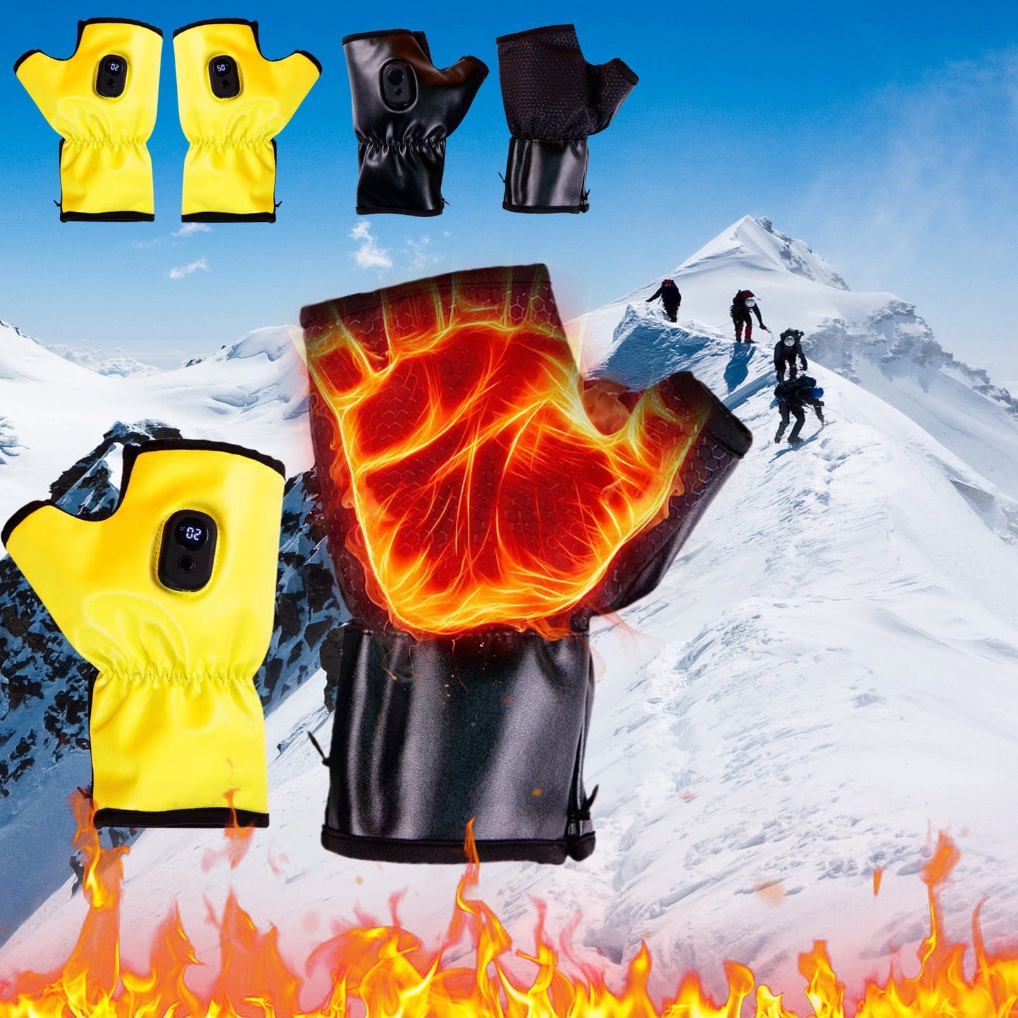 1800Mah Usb Winter Heating Gloves,Fingerless Heated Gloves For Women Men, 3-Level Adjustable Rechargeable Smart Constant-Temperature Heated Gloves,Usb Charging Wireless,Outdoor Skiing Cycling Skiing