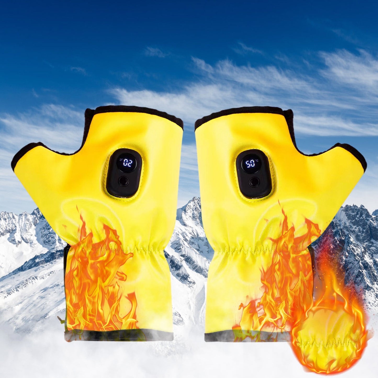 1800Mah Usb Winter Heating Gloves,Fingerless Heated Gloves For Women Men, 3-Level Adjustable Rechargeable Smart Constant-Temperature Heated Gloves,Usb Charging Wireless,Outdoor Skiing Cycling Skiing