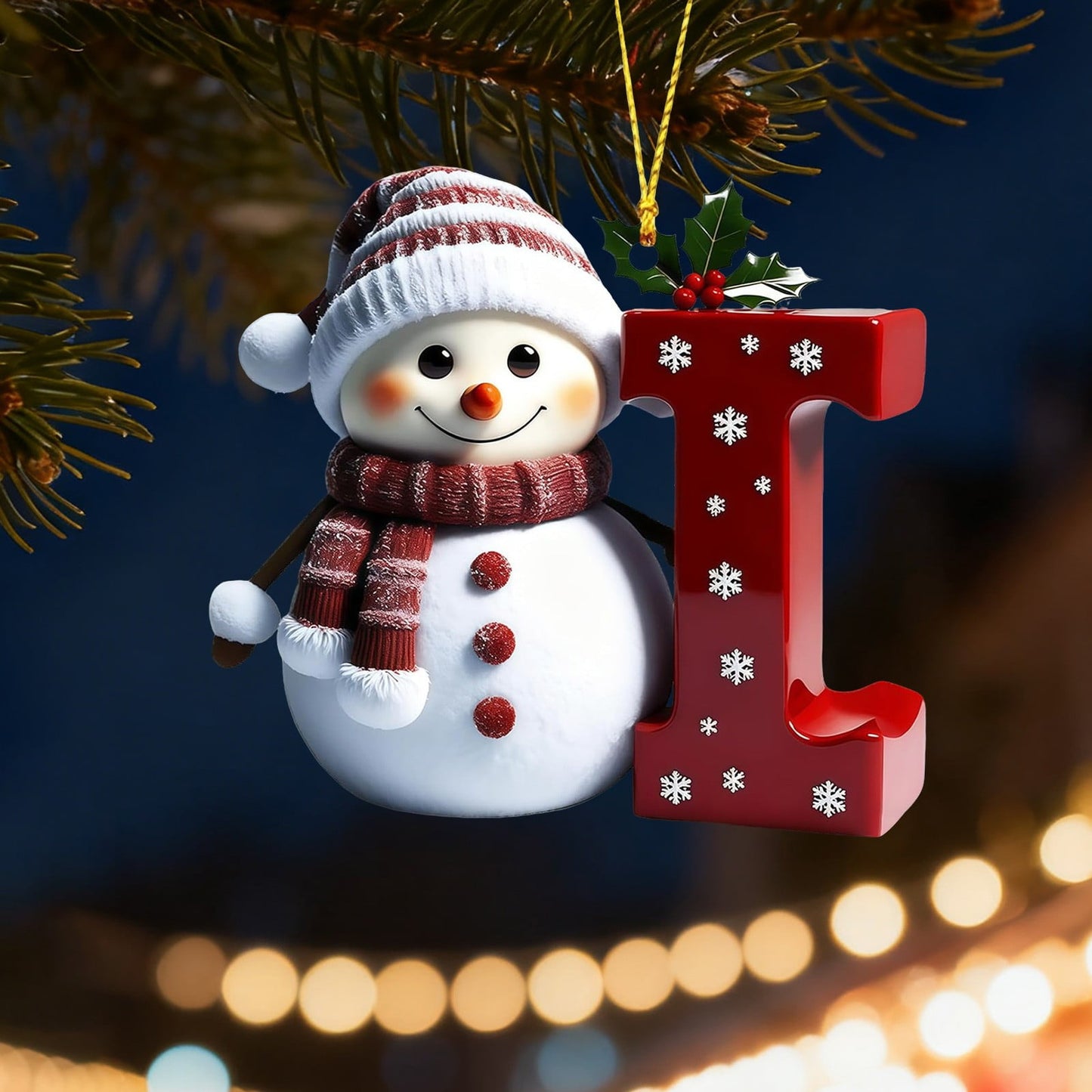 1Pc 26 Letters Snowman Ornaments,Snowman Christmas Ornaments, Christmas Letter Ornaments,Cute Flat Christmas Tree Letter Decoration Personalized Hanging Pendant, Indoor Diy Hanging Xmas Ornament