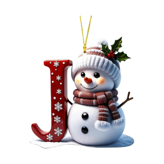 1Pc 26 Letters Snowman Ornaments,Snowman Christmas Ornaments, Christmas Letter Ornaments,Cute Flat Christmas Tree Letter Decoration Personalized Hanging Pendant, Indoor Diy Hanging Xmas Ornament