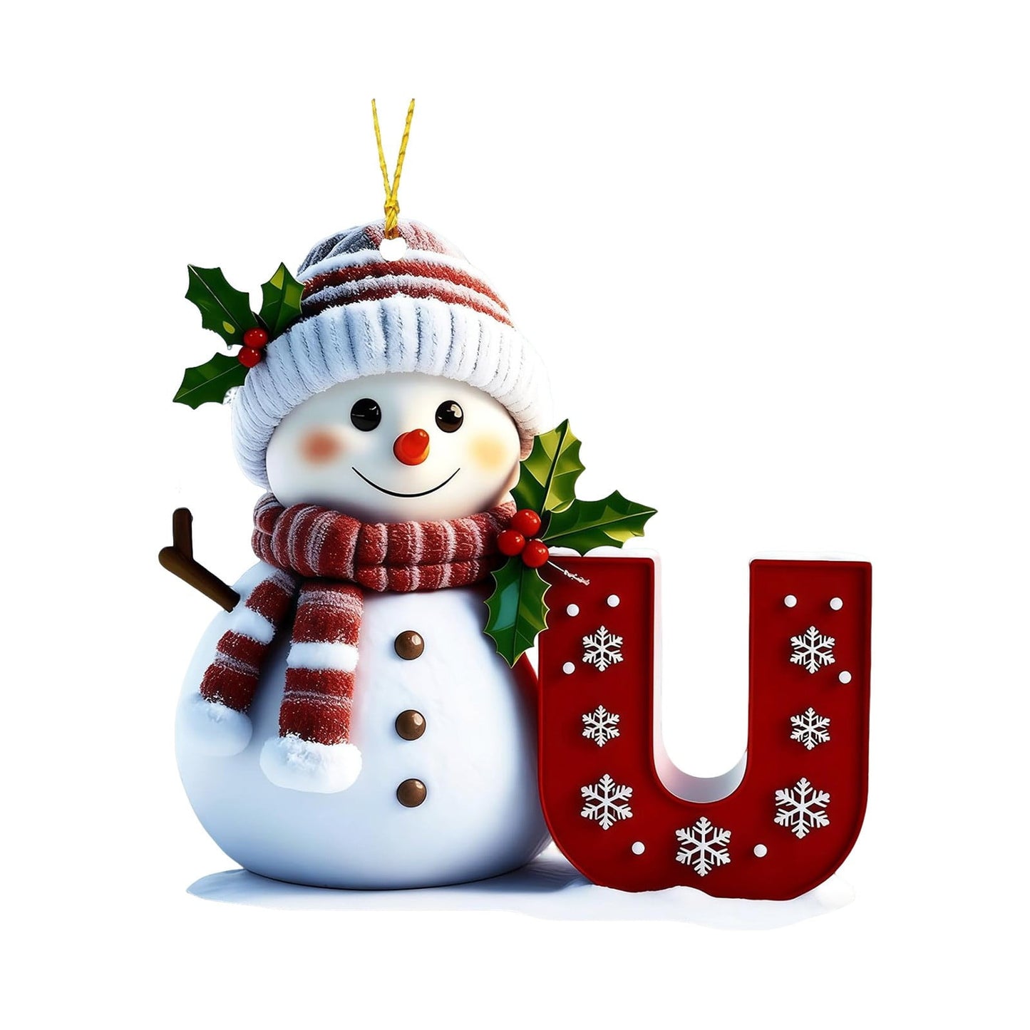 1Pc 26 Letters Snowman Ornaments,Snowman Christmas Ornaments, Christmas Letter Ornaments,Cute Flat Christmas Tree Letter Decoration Personalized Hanging Pendant, Indoor Diy Hanging Xmas Ornament