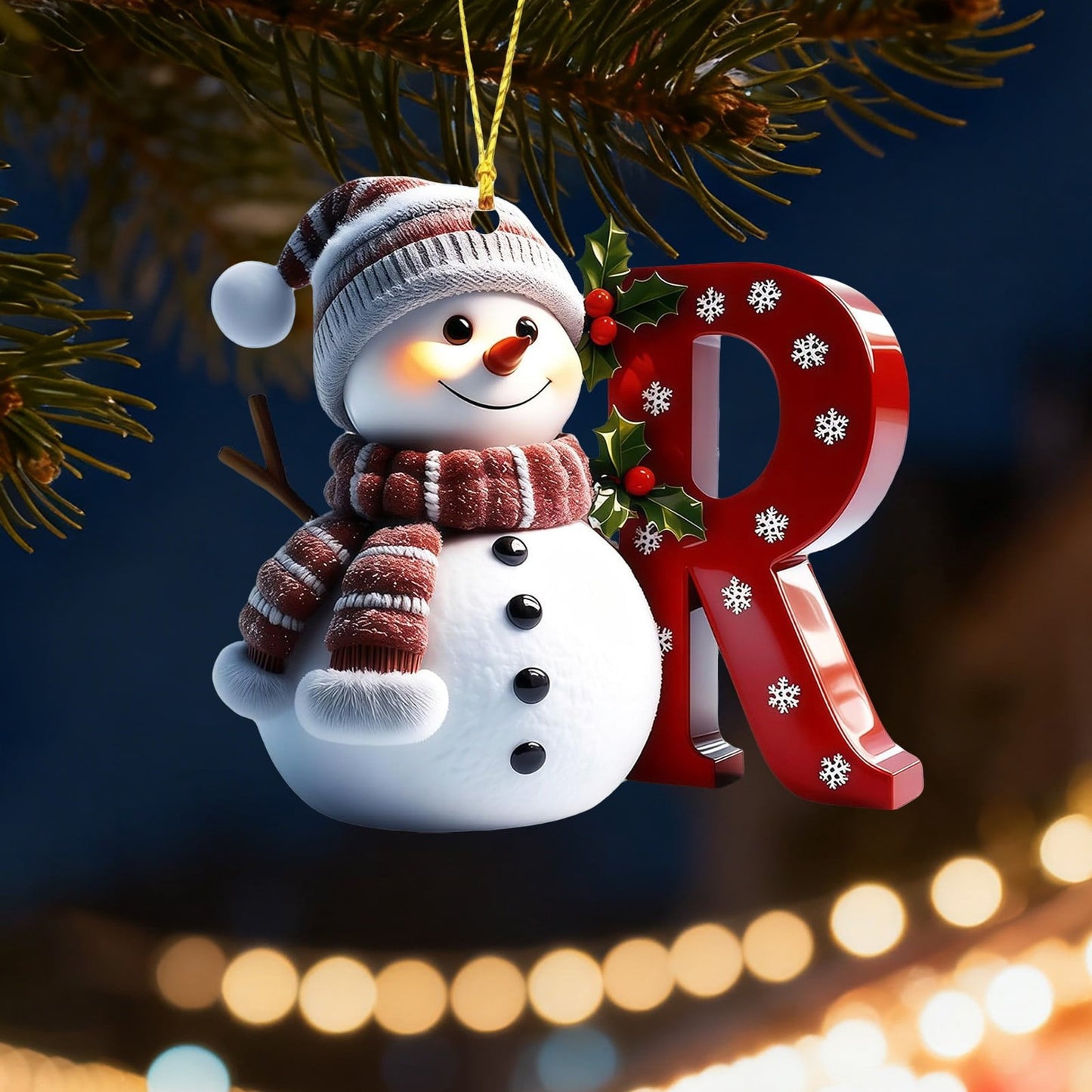 1Pc 26 Letters Snowman Ornaments,Snowman Christmas Ornaments, Christmas Letter Ornaments,Cute Flat Christmas Tree Letter Decoration Personalized Hanging Pendant, Indoor Diy Hanging Xmas Ornament