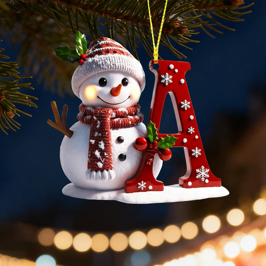 1Pc 26 Letters Snowman Ornaments,Snowman Christmas Ornaments, Christmas Letter Ornaments,Cute Flat Christmas Tree Letter Decoration Personalized Hanging Pendant, Indoor Diy Hanging Xmas Ornament