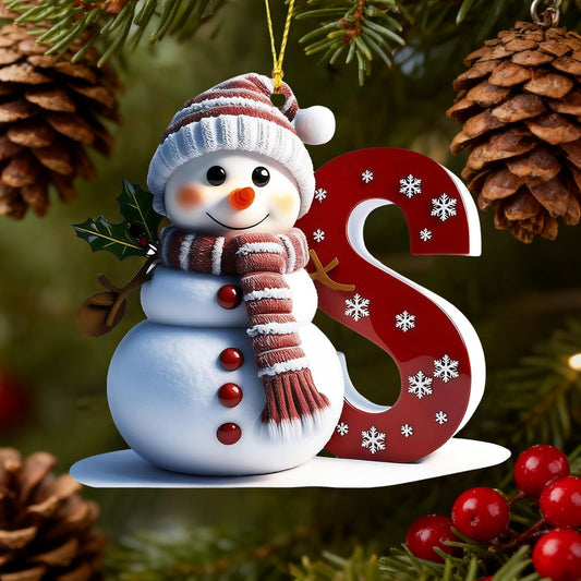 1Pc 26 Letters Snowman Ornaments,Snowman Christmas Ornaments, Christmas Letter Ornaments,Cute Flat Christmas Tree Letter Decoration Personalized Hanging Pendant, Indoor Diy Hanging Xmas Ornament