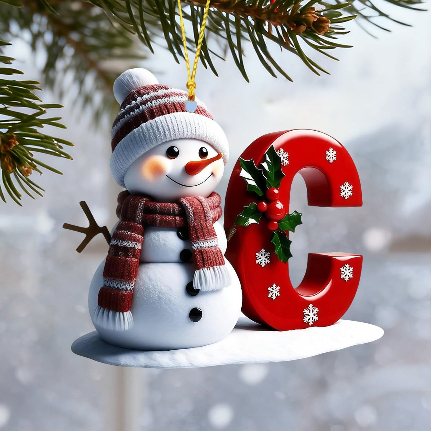 1Pc 26 Letters Snowman Ornaments,Snowman Christmas Ornaments, Christmas Letter Ornaments,Cute Flat Christmas Tree Letter Decoration Personalized Hanging Pendant, Indoor Diy Hanging Xmas Ornament