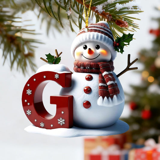 1Pc 26 Letters Snowman Ornaments,Snowman Christmas Ornaments, Christmas Letter Ornaments,Cute Flat Christmas Tree Letter Decoration Personalized Hanging Pendant, Indoor Diy Hanging Xmas Ornament