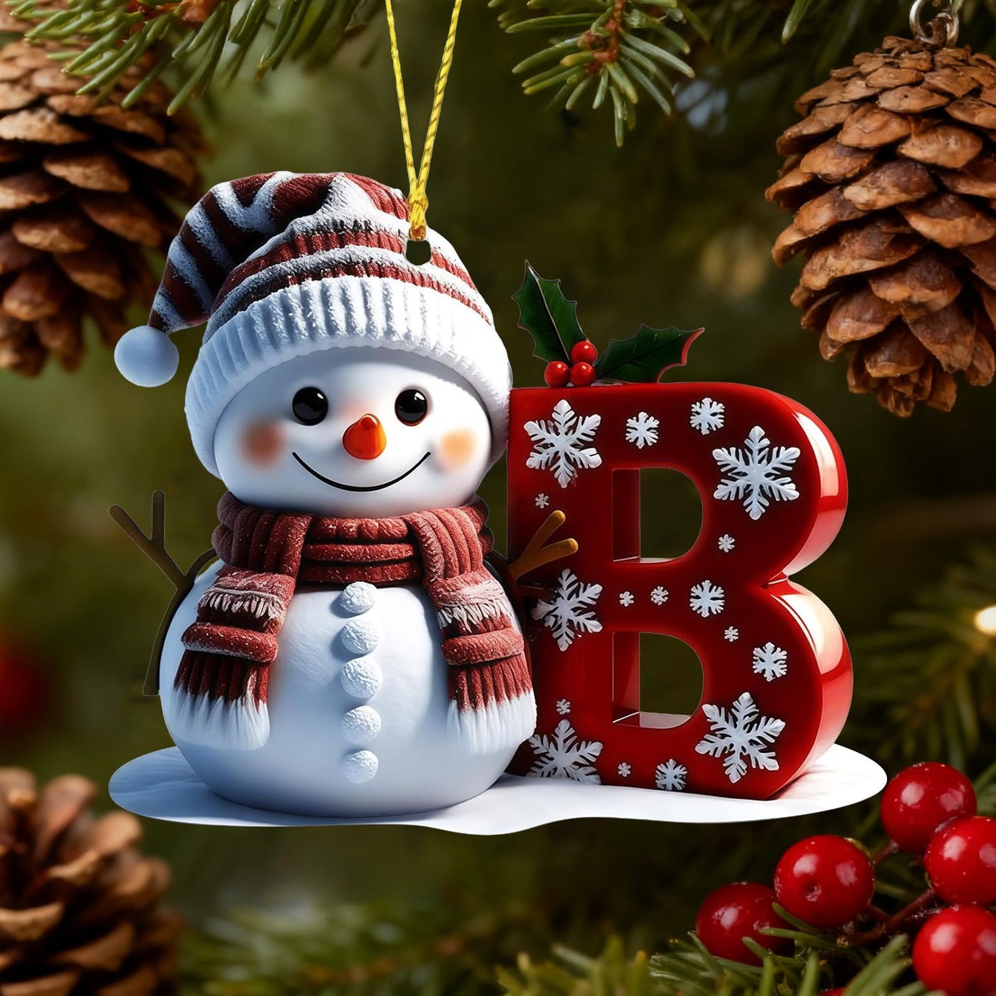 1Pc 26 Letters Snowman Ornaments,Snowman Christmas Ornaments, Christmas Letter Ornaments,Cute Flat Christmas Tree Letter Decoration Personalized Hanging Pendant, Indoor Diy Hanging Xmas Ornament