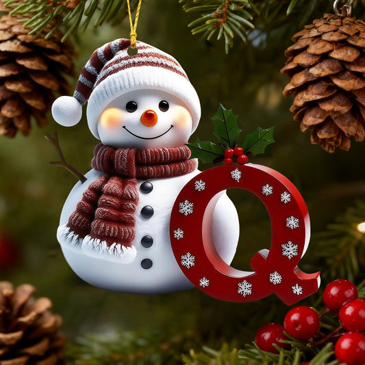 1Pc 26 Letters Snowman Ornaments,Snowman Christmas Ornaments, Christmas Letter Ornaments,Cute Flat Christmas Tree Letter Decoration Personalized Hanging Pendant, Indoor Diy Hanging Xmas Ornament