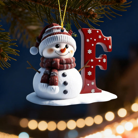 1Pc 26 Letters Snowman Ornaments,Snowman Christmas Ornaments, Christmas Letter Ornaments,Cute Flat Christmas Tree Letter Decoration Personalized Hanging Pendant, Indoor Diy Hanging Xmas Ornament