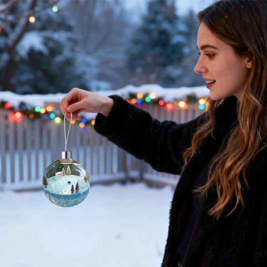 1Pc 3.15In Snow Scene Ball Sports Christmas Ornaments,Sports Ornaments,Sports Ornaments For Christmas Tree,Transparent Balls,Transparent Christmas Ball Ornaments,Clear Ball Christmas Tree Ornaments