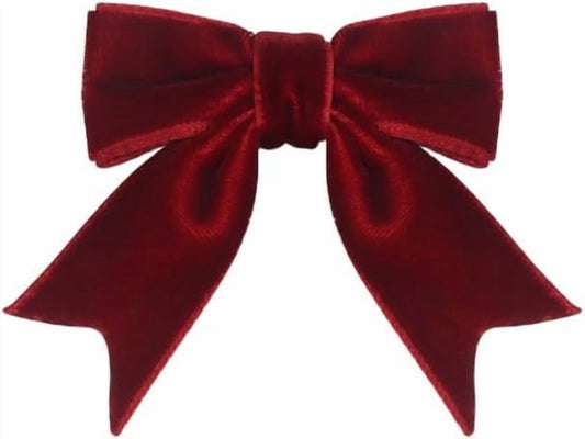 1Pc Burgundy Small Velvet Christmas Bows,Christmas Bows,Burgundy Velvet Bows For Christmas Tree,Wreath,Gift Wrapping,Crafts,Wedding,Party,Twist Tie Bows For Treat Bag Bakery Candy Bags,Home Decor