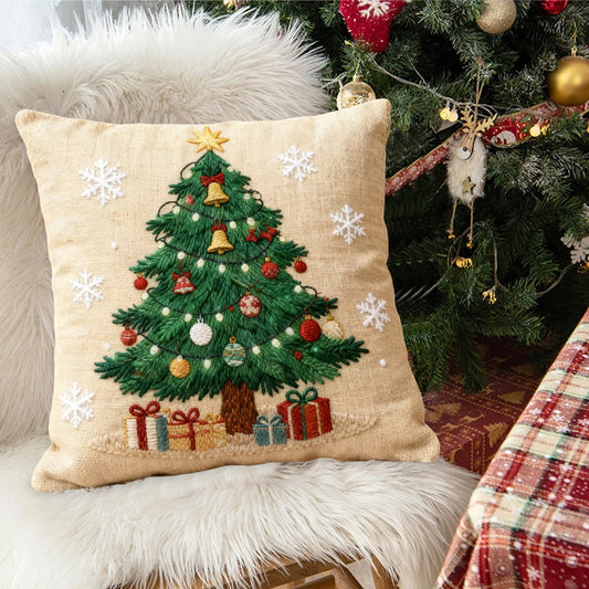 1Pc Christmas Throw Pillow Cover 18X18 In Multicolor Winter Theme Cushion Cases For Sofa Bed Home Decor,Decorative Cushion Covers For Sofa Couch Bed Holiday Winter Home Decor Xmas Pillowcase