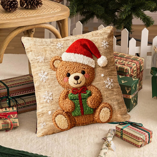 1Pc Christmas Throw Pillow Cover 18X18 In Multicolor Winter Theme Cushion Cases For Sofa Bed Home Decor,Decorative Cushion Covers For Sofa Couch Bed Holiday Winter Home Decor Xmas Pillowcase