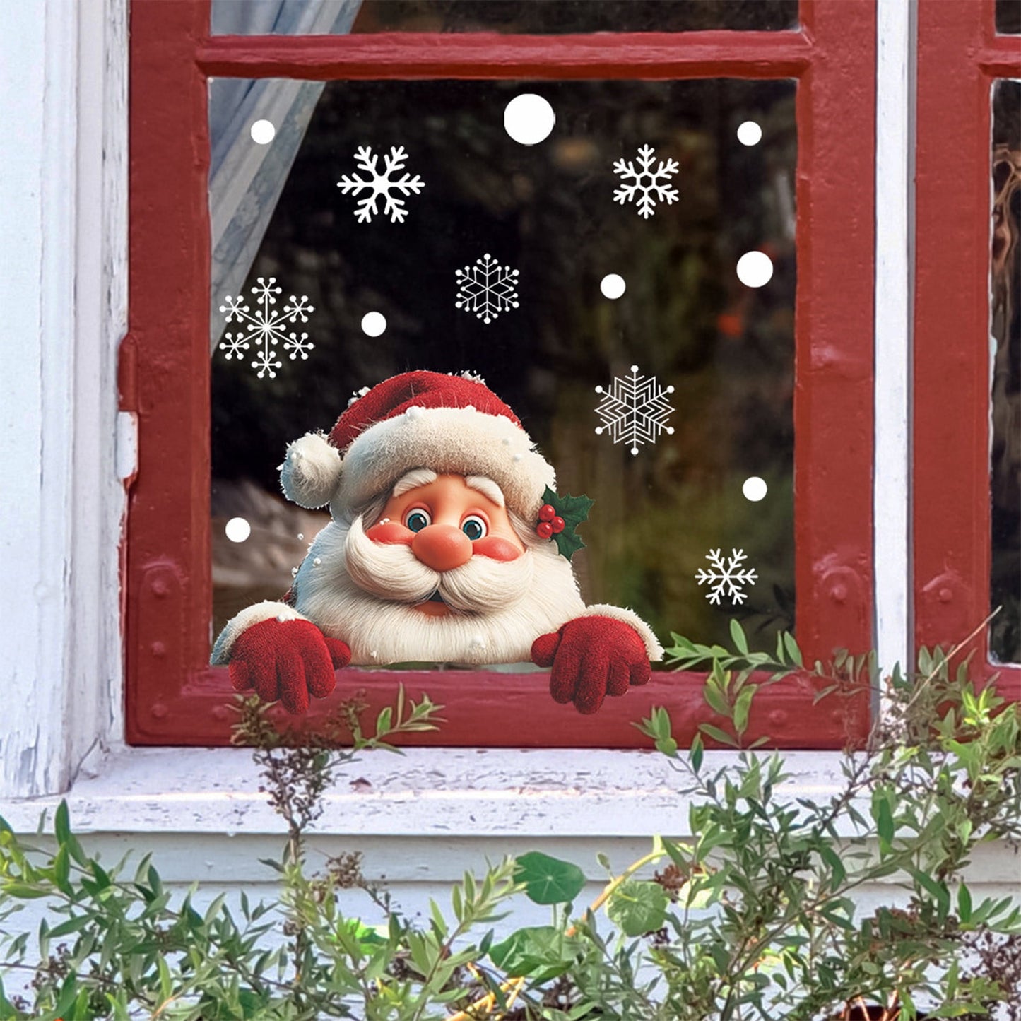 1Pc Creative Christmas Santa Wall Stickers,Christmas Creative Wall Sticker,Fun 3D Santa Stickers,Santa Wall Stickers,Santa Claus/ Reindeer/Snowman 3D Visual Effect Wallpaper Christmas Decorations
