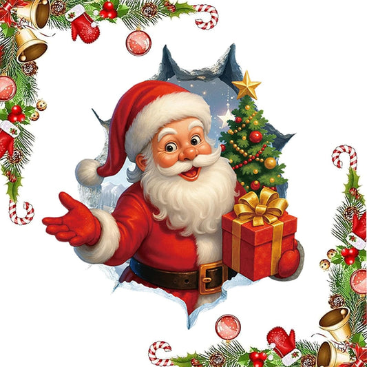 1Pc Creative Christmas Santa Wall Stickers,Christmas Creative Wall Sticker,Fun 3D Santa Stickers,Santa Wall Stickers,Santa Claus/ Reindeer/Snowman 3D Visual Effect Wallpaper Christmas Decorations