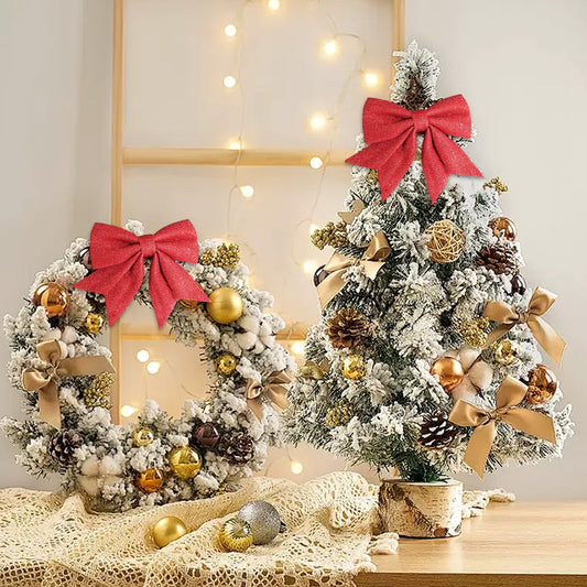 1Pc Large 20Cm Sparkling Christmas Pearl Cottons Gold Powder Bow,Mall Christmas Tree Decoration Pendant Gift Box Diy Accessories,Festive Tree Ornament,Gift Topper And Holiday Diy Decoration Accessory