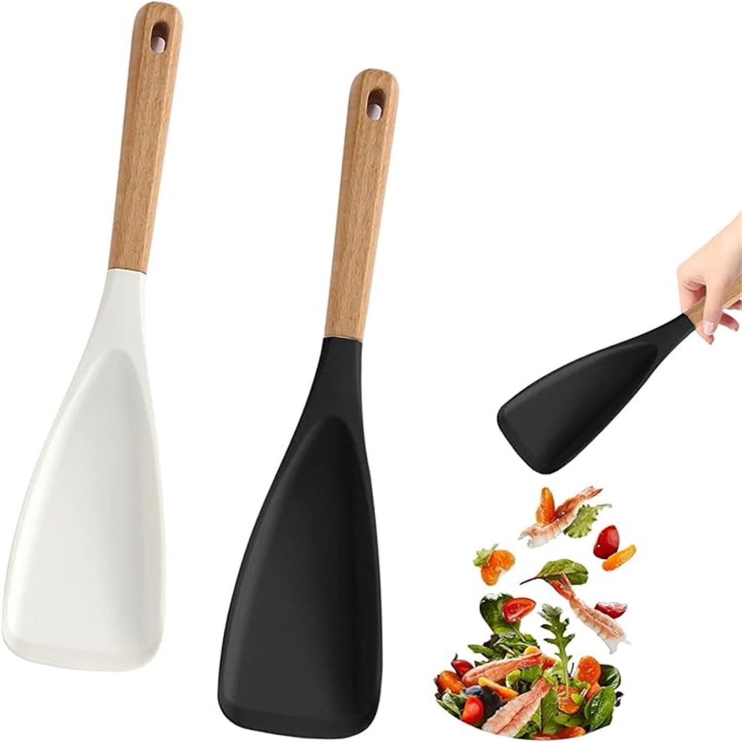 1Pc Multifunction Spatula Cooking Spoon,Cedar And Ash Spoonula Cooking,Multi Function Spoon,Cooking Spoon For Nonstick Cookingwares And Safe Spoon With Wooden Handle For Mixing And Scrape
