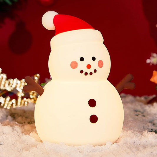 1Pc Rechargeable Snow Lamp Christmas Night Light For Kids,Soft Silicone Dimmable Lamp With 3 Brightness Levels,Snowman Night Light With 30Min Timer,Bedside Lamp For Boys Girls Room Holiday Xmas Decor
