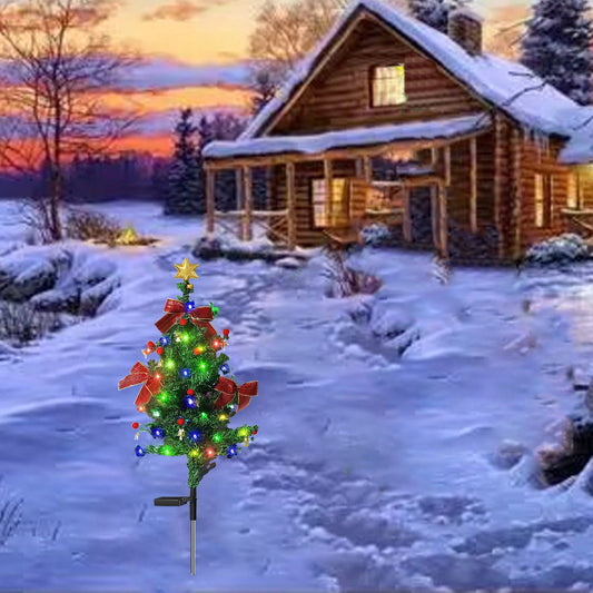 1Pc Solar Christmas Tree Outdoor Christmas Decorations, Solar Xmas Tree Lights With Led, Plug In Light Outdoor Garden Decor Light Waterproof Solar Christmas Lights For Yard Front Porch Pathway Decor