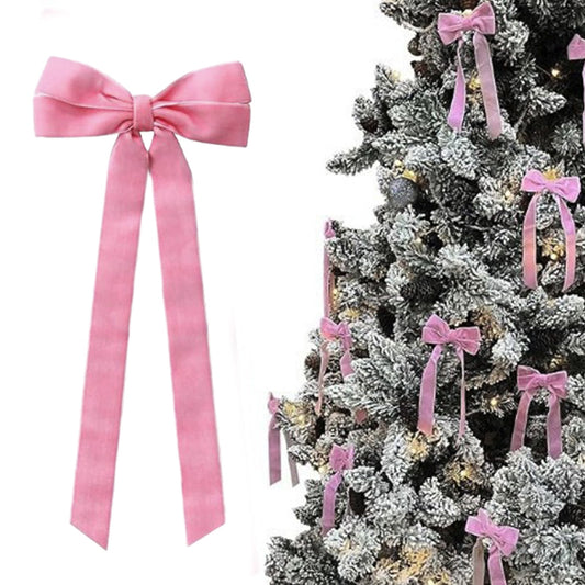 1Pc Velvet Bows For Christmas Tree Ornaments,Vintage Ribbon Bow For Tree Garland Wreath Rustic Crafts Gift Indoor Outdoor Xmas Decorations