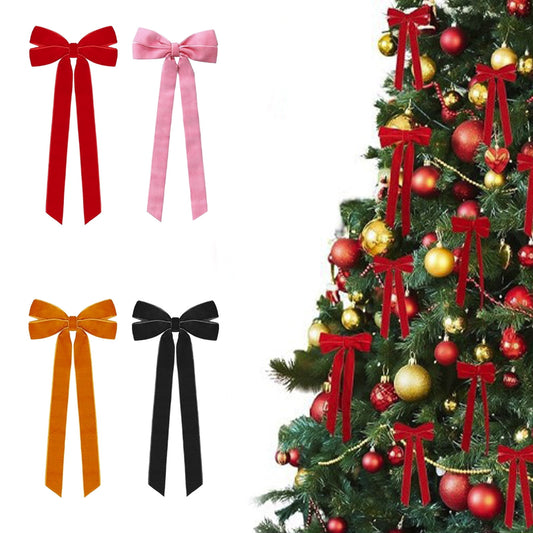 1Pc Velvet Bows For Christmas Tree Ornaments,Vintage Ribbon Bow For Tree Garland Wreath Rustic Crafts Gift Indoor Outdoor Xmas Decorations