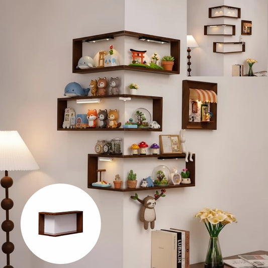 1Pc Without Light Corner Shelf Wall Mount,Room Decor Aesthetic,Corner Shelves For Room Wall,Floating Corner Bookshelf,Plant Shelf For Bedroom,Living Room,Bathroom,Home Office Wall Mounted Storage
