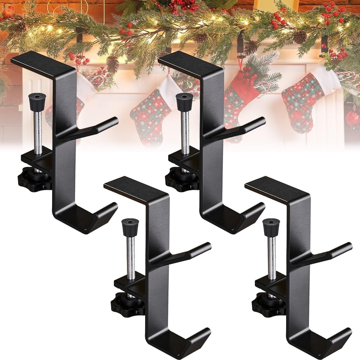 2 In 1 Mantel Hanger For Garland,Garland Hangers For Mantle,Garland and Stocking Mantel Holders,Garland Hanger,Garland And Stocking Mantel Holders,Christmas 2 In 1 Mantel Hanger,Stocking Hangers