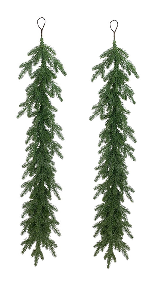 2 PCS Artificial Five-Forked Rat Tail Pine Decoration,47.24 Inch/pcs Greenery Garland,Pine Garland Realistic,Realistic Greenery Garland for Holiday, Christmas, Full, Lush Artificial Pine Branches