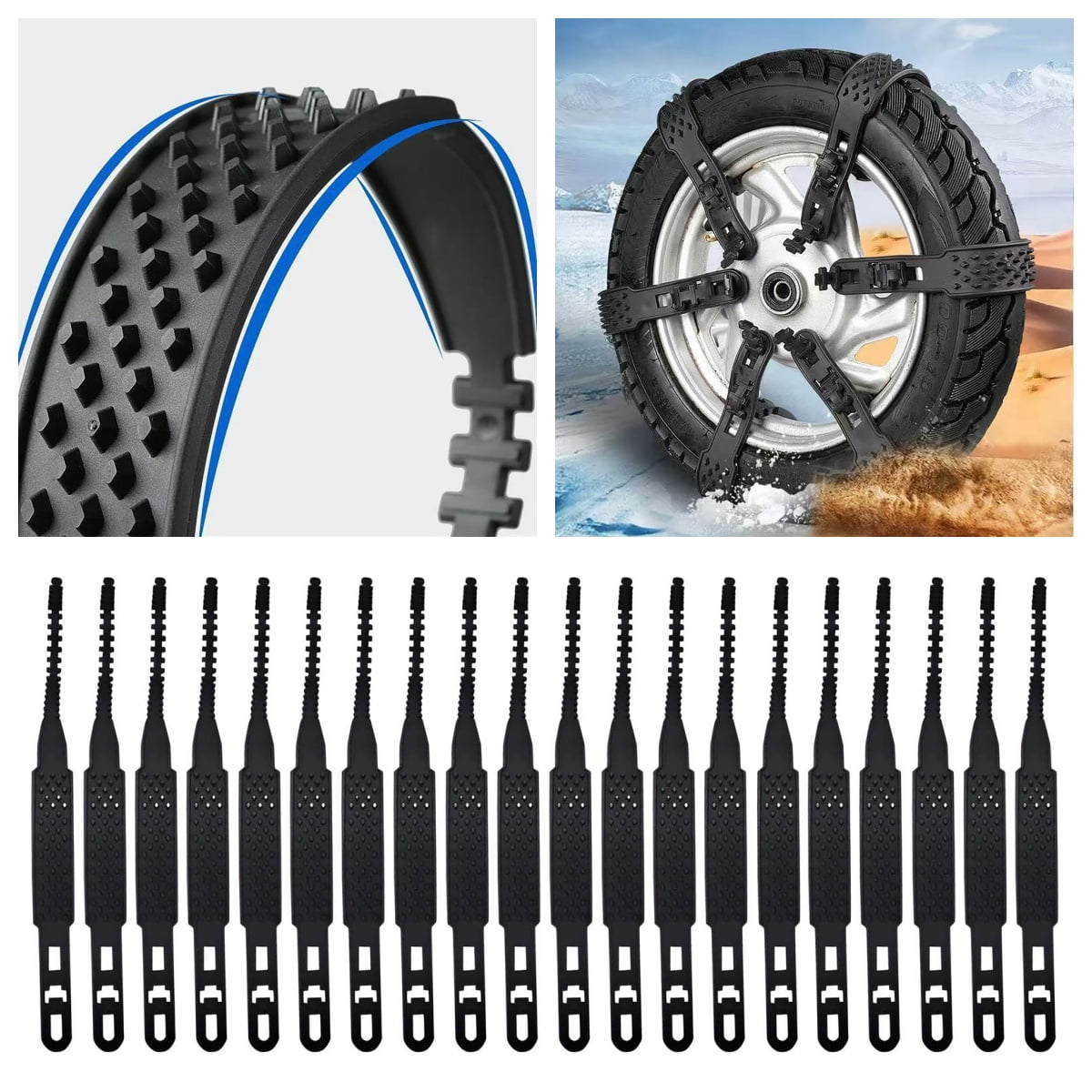20Pc Reusable Tire Spikes For Trespassers,Tie Tire Chains,Tire Traction Straps,Snow Tire Straps,Tie Snow Chains,Snow Ties For Tires,Portable Car Winter Tires Wheel Chain Pickup Trucks Suv