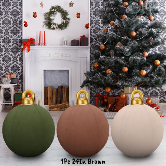 24 In Giant Inflatable Velvet Christmas Balls, Inflatable Flocked Christmas Ball, Large Blow Up Outdoor Velvet Inflatable Christmas Ornaments,Xmas Porch Lawn Yard Holiday