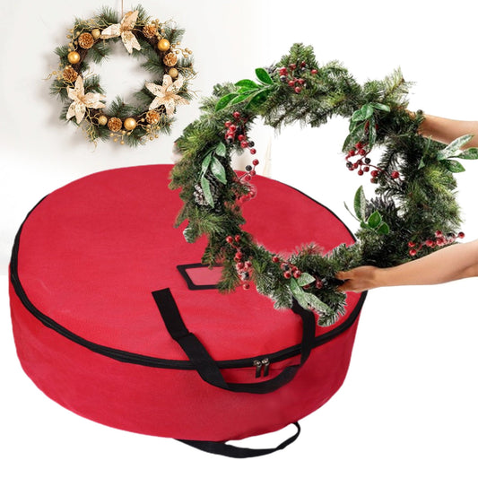 24In Christmas Wreath Storage Container,Fall Wreaths For Front Door,Christmas Ornament Storage,Christmas Wreath Storage Bag - Durable 600D Oxford Fabric Protection Case With Handles For Holiday Decor