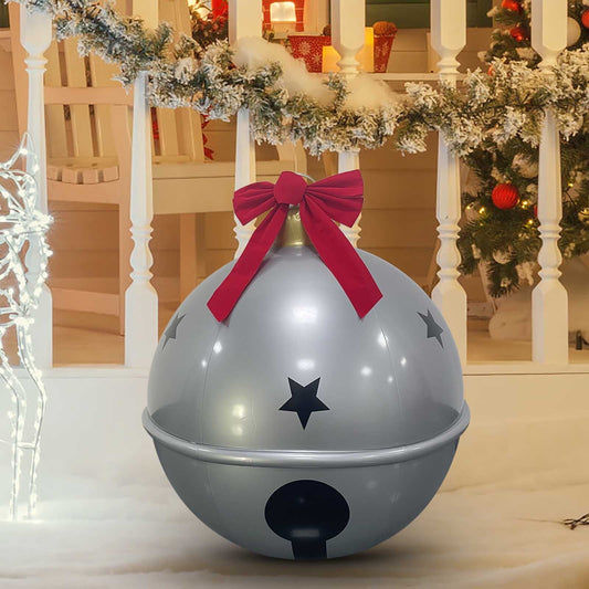 24In Giant Christmas Balls With Big Red Bow,Inflatable Christmas Ball Bow Bells Ornament,Inflatable Christmas Ornaments For Christmas Decorations Outdoor Hanging Ornament Yard Decoration
