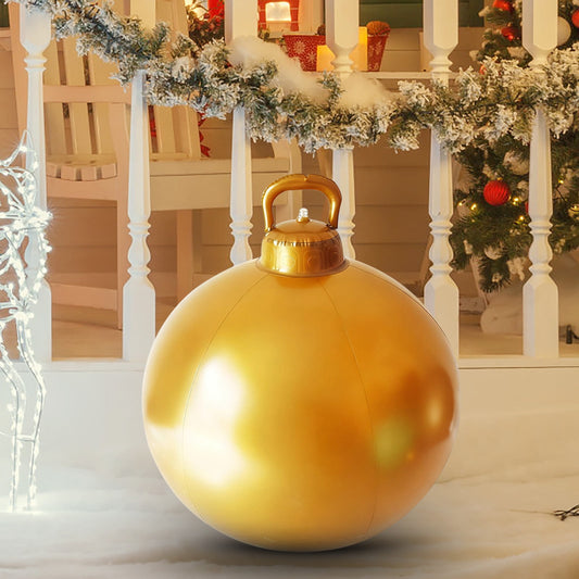 24In Giant Inflatable Christmas Balls Outdoor Decorations,60Cm Inflatable Christmas Ball,Pvc Inflatable Christmas Decorated Ball Ornaments Large Outdoor Tree Ornaments,Xmas Porch Lawn Yard Holiday