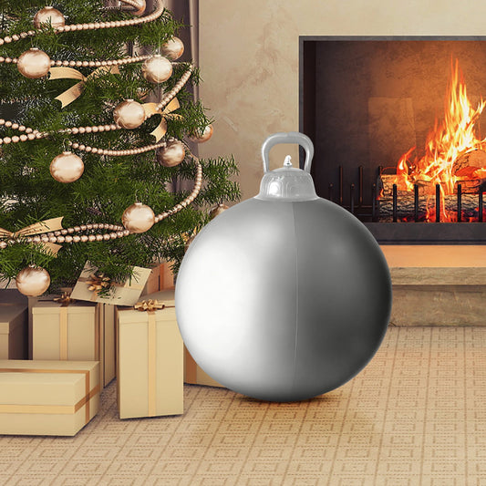 24In Giant Inflatable Christmas Balls Outdoor Decorations,60Cm Inflatable Christmas Ball,Pvc Inflatable Christmas Decorated Ball Ornaments Large Outdoor Tree Ornaments,Xmas Porch Lawn Yard Holiday