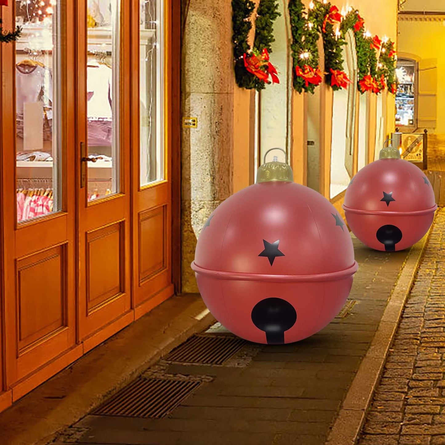24In Giant Pvc Christmas Inflatable Ball,60Cm Inflatable Christmas Ball Outdoor Blow Up Xmas Inflatables Ornaments,Giant Pvc Christmas Ornament,Tree Yards Lawns Porch Garden Front Doors Holiday Decor