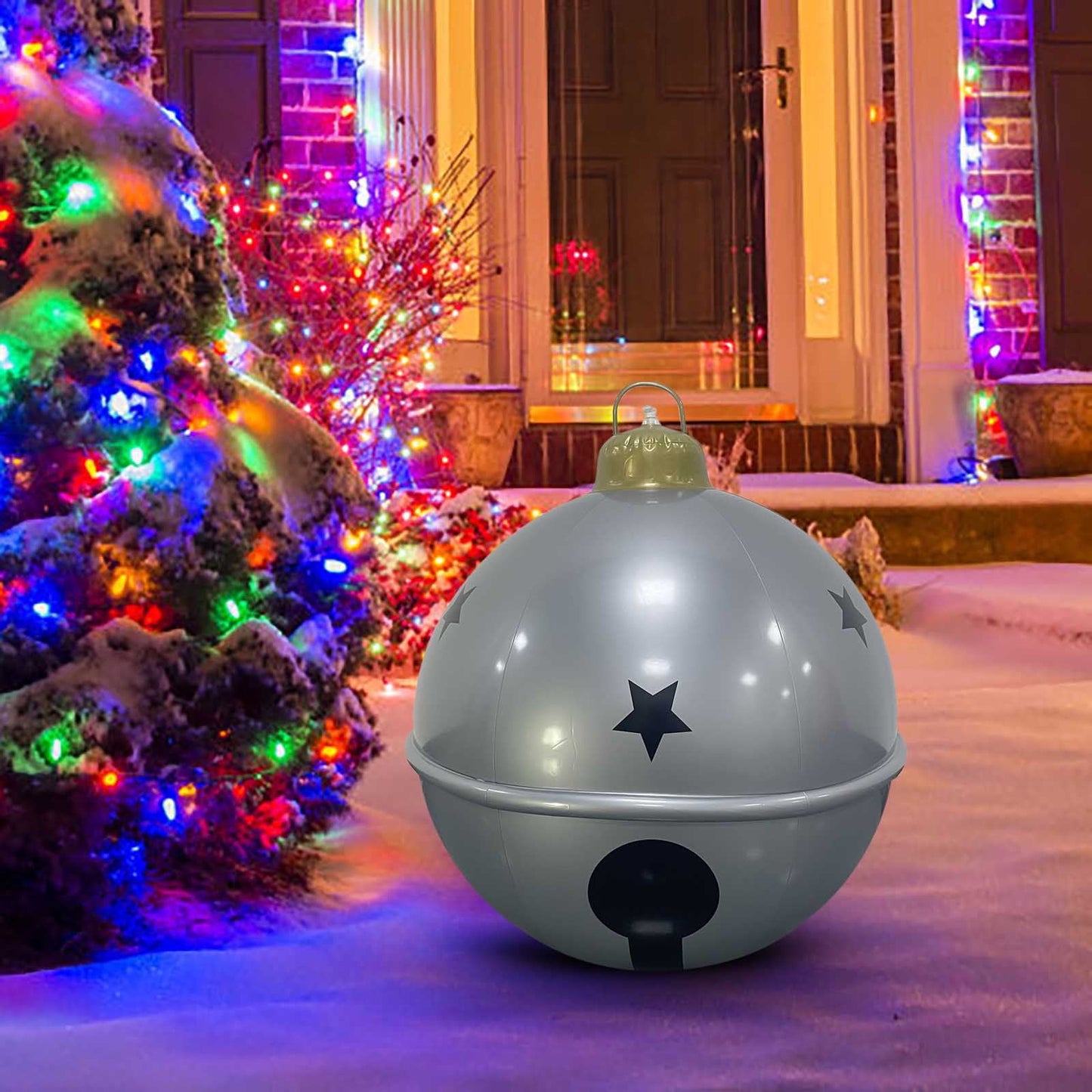 24In Giant Pvc Christmas Inflatable Ball,60Cm Inflatable Christmas Ball Outdoor Blow Up Xmas Inflatables Ornaments,Giant Pvc Christmas Ornament,Tree Yards Lawns Porch Garden Front Doors Holiday Decor