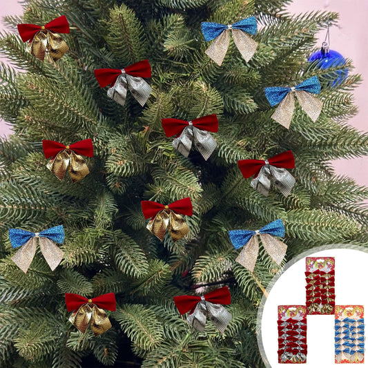 24X14X0.5Cm Mini Small Christmas Tree Hanging Ornaments,Christmas Bow Decor Under5 Christmas Tree Decorations 12Pc Christmas Decorations,Diy Craft,Jewelry Pendant,Gift Wrap,Holiday Decor,Music Makers