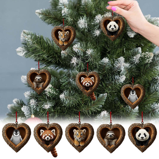 2D Acrylic Christmas Pendant Heart-Shaped Religious Hanging Ornaments For Christmas Tree Christmas Decorations For Home Holiday Decor Festive Orname,Animals Lovers Gift Home Party Decor Ornaments