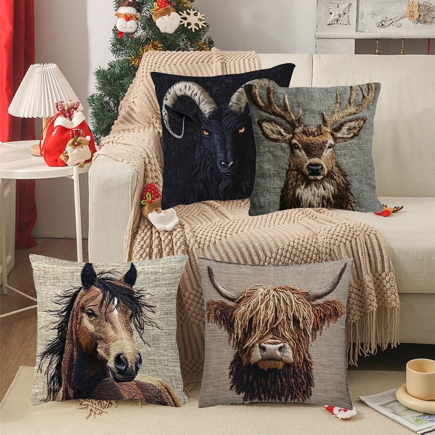2D Printed Animal Pillow Cover 45X45Cm - Soft Plush Cushion Case For Sofa, Car, Bed Decor,Flat 2D Printing Animals Pillow Cover Short Cushion Cover Car Cushion Cover Cozy Short