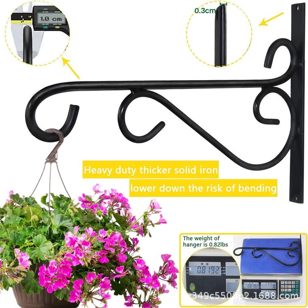 2Pc 12In Rust-Resistant Plant Hanger Bracket,Hanging Plant Bracket,Thick Solid Steel Wall Mount Bracket For Heavy Duty Decor,Hook For Planters, Wreaths, Fruit Baskets, Wind Spinners, Lights, Lanterns