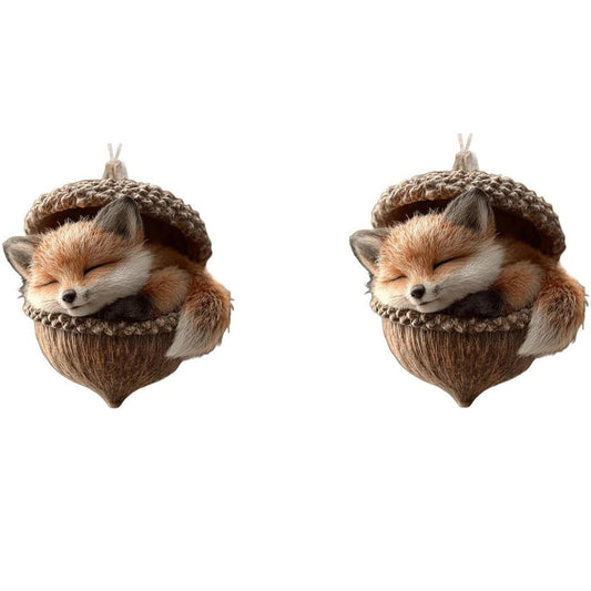 2Pc 2D Acrylic Forest Animal Acorn Ornaments,Woodland Friends Acorn Ornaments,Forest Hazelnut Ornaments,Asleep Cozy Forest Christmas Ornaments,Pine Cone Hanging Ornament Home Party D¨¦cor,Gift