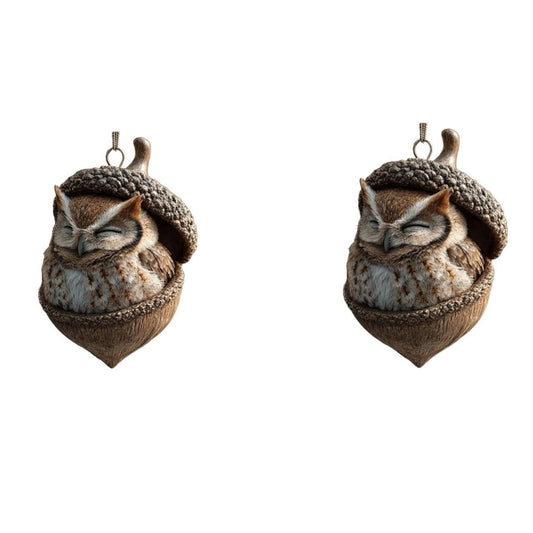 2Pc 2D Acrylic Forest Animal Acorn Ornaments,Woodland Friends Acorn Ornaments,Forest Hazelnut Ornaments,Asleep Cozy Forest Christmas Ornaments,Pine Cone Hanging Ornament Home Party D¨¦cor,Gift